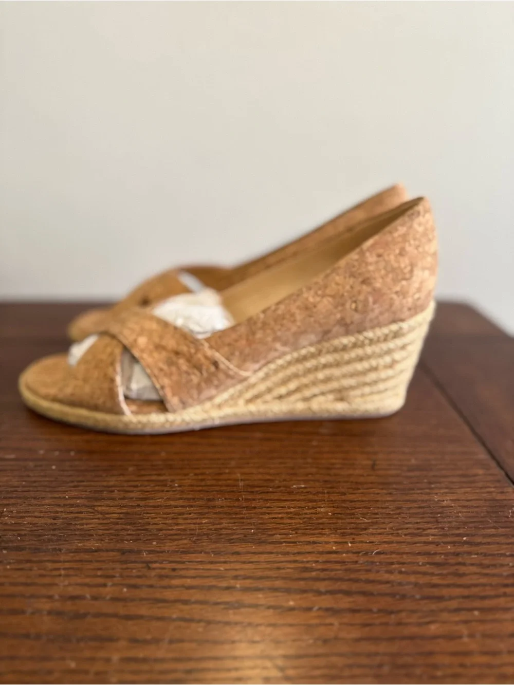 Jack Rogers Palmar Wedge Espadrille Peep-Toe Cork Women's Shoes NEW
